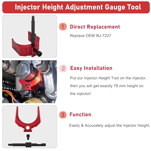 Camoo 9U-7227 Injector Height Adjustment Gauge Tool & J-38587-A Engine Barring Socket Engine Turning Tool For CAT Caterpillar 3406E, C15, C16 (Set of 2) - Image 3