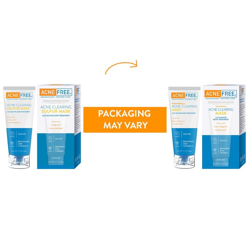 AcneFree Acne Clearing Mask, 3.5% Sulfur Acne Treatment, Absorbs Excess Oil and Unclogs Pores with Vitamin C, Bentonite, and Zinc, 1.7 Ounce - Image 2