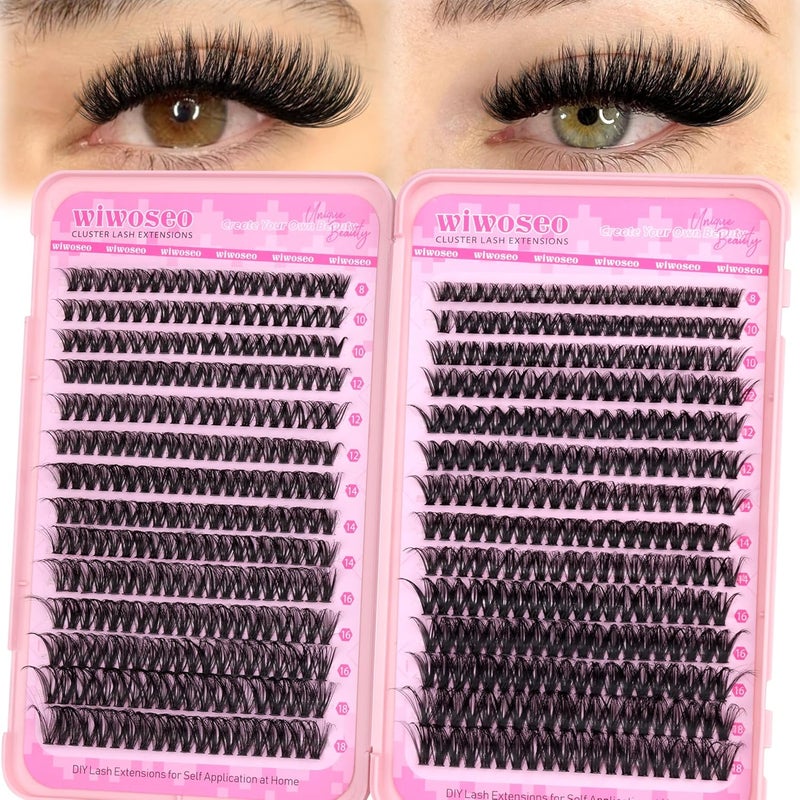 wiwoseo Eyelash Clusters Natural Lash Clusters Wispy Lash Clusters 560pcs Cluster Eyelash Extensions 50D+60D Individual Lashes Clusters Lash Extensions Cluster Lashes for DIY at Home (8-18MM)