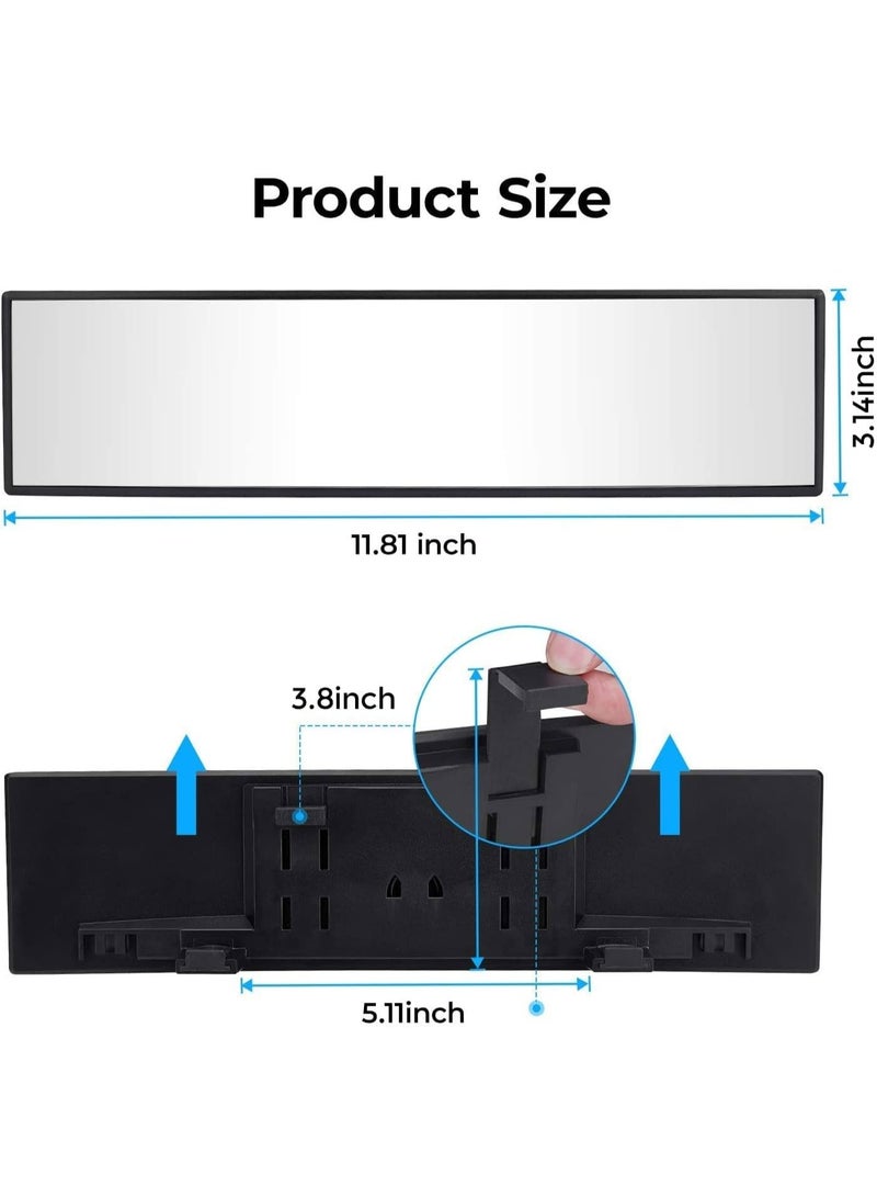 Rear View Mirror, Universal 11.81 Inch Panoramic Convex Interior Clip-on Wide Angle Mirror to Reduce Blind Spot Effectively for Car SUV Trucks -Clear - Image 3