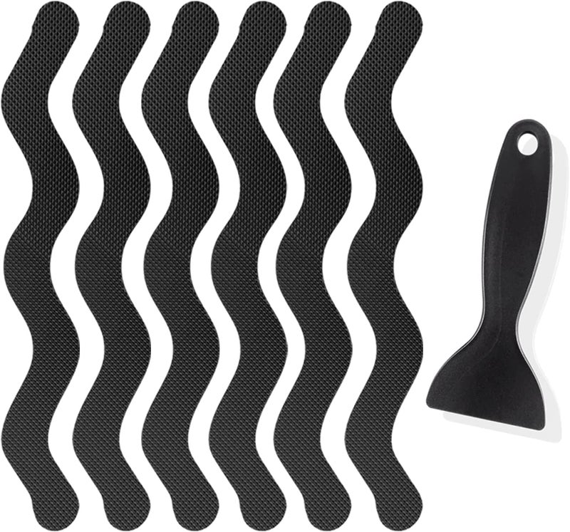 Cozron Cozron 24 Pcs NonSlip Bathtub Stickers Anti Slip Shower Strips Treads Safety Bathroom Tubs Mat with Scraper for Pools Stairs Steps Ladders BoatsBlack Color - Image 1