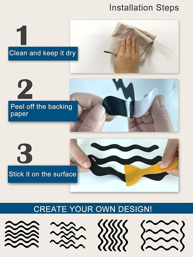 Cozron Cozron 24 Pcs NonSlip Bathtub Stickers Anti Slip Shower Strips Treads Safety Bathroom Tubs Mat with Scraper for Pools Stairs Steps Ladders BoatsBlack Color - Image 4