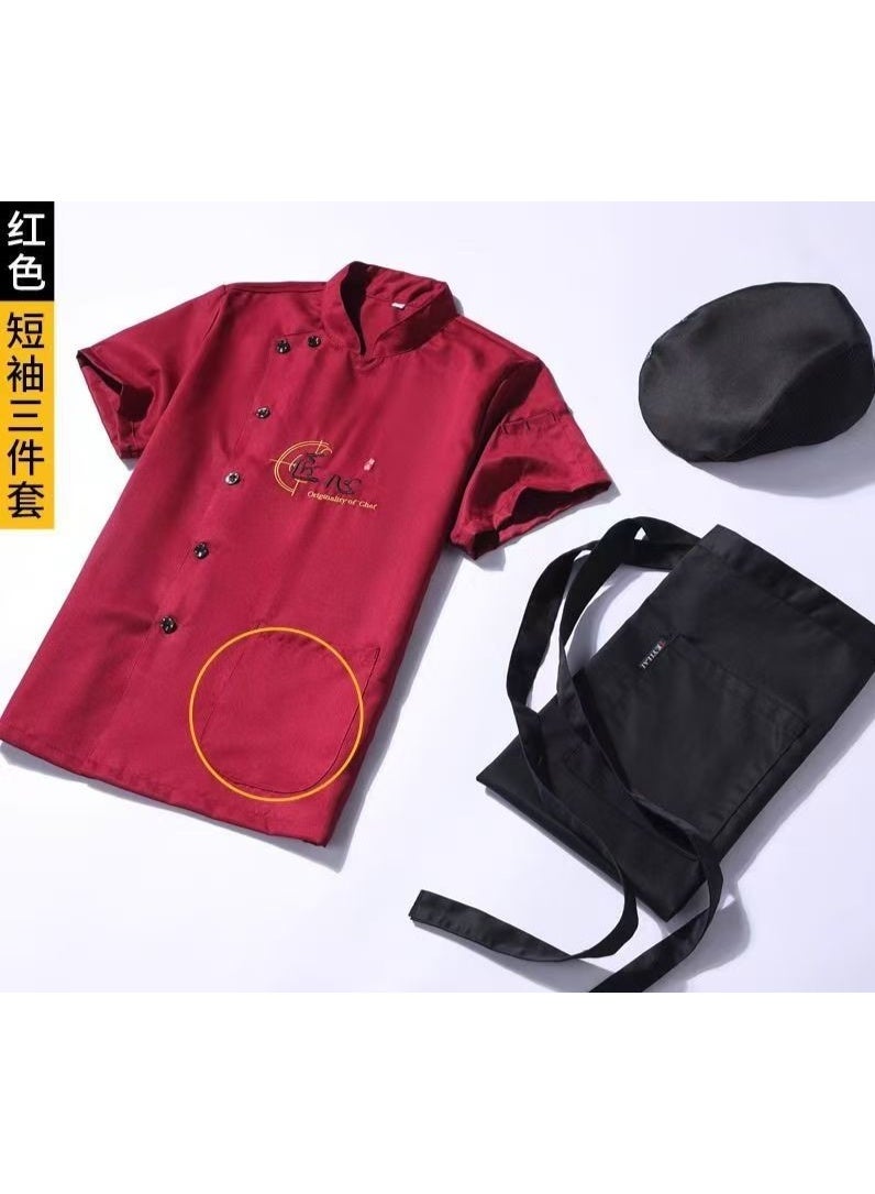 NIBEMINENT Stretch Chef Overalls Men's Summer Thin Breathable Restaurant Hotel Chef Baking Work Wear  - Image 1