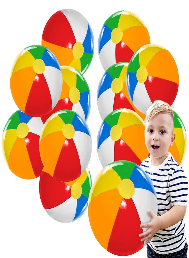 Lamnhin Beach Ball for Kids Pool Party: 12 Pack 18 Inch Inflatable Beach Balls Bulk - Blow up Beach Toys for Hawaiian Tropical Theme Party Decorations Favors Supplies - Image 1