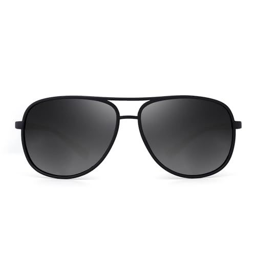 JM Retro Polarized Aviator Sunglasses for Men Women Tangle Free Oversized Plastic Sunglasses UV400 Protection (Matte Black/Polarized Grey) - Image 3