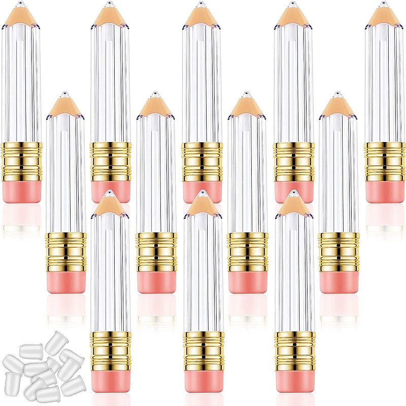 Blulu Blulu 20 Pieces 5 ml Empty Pencil Lip Gloss Tubes Containers Bulk Clear Lip Balm Tubes Cute Pencil Shaped Mini Refillable Lip Oil Bottles Gift for Christmas Mother Teacher Women Girls DIY  - Image 1