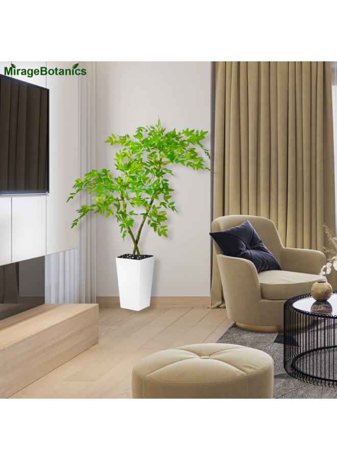 MirageBotanics 4ft Artificial Bamboo Tree, Fake Nandina Tree, Faux Nantian Bamboo Bonsai with White Planter, for Home Office Mall Exhibition Hall Living Room Garden Balcony Entryway Dining Room - Image 4