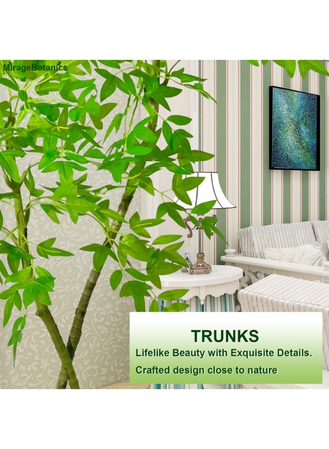 MirageBotanics 4ft Artificial Bamboo Tree, Fake Nandina Tree, Faux Nantian Bamboo Bonsai with White Planter, for Home Office Mall Exhibition Hall Living Room Garden Balcony Entryway Dining Room - Image 3