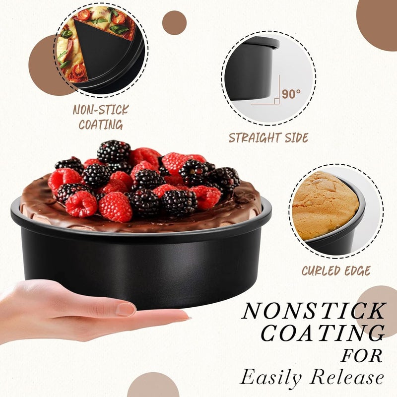 73Hours 8-Inch Round Cake Pan Set of 3, Nonstick Smash Cake Baking Pans Tins with 100 Pieces Parchment Paper, Carbon Steel Bakeware for Birthday , Oven  Dishwasher Safe - Image 3