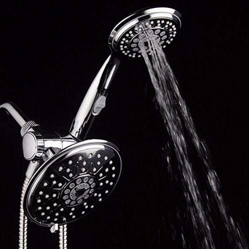 Hydroluxe 30-Setting Ultra-Luxury 6 inch Rainfall Shower Head & Handheld 3-way Combo with Water Saving Pause Switch and Stainless Steel Hose/Enjoy Separately or Together! Premium All Chrome Finish - Image 5