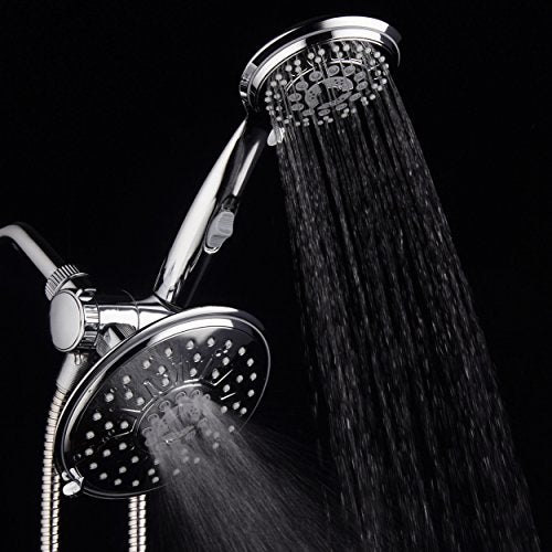 Hydroluxe 30-Setting Ultra-Luxury 6 inch Rainfall Shower Head & Handheld 3-way Combo with Water Saving Pause Switch and Stainless Steel Hose/Enjoy Separately or Together! Premium All Chrome Finish - Image 4