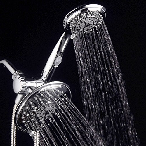 Hydroluxe 30-Setting Ultra-Luxury 6 inch Rainfall Shower Head & Handheld 3-way Combo with Water Saving Pause Switch and Stainless Steel Hose/Enjoy Separately or Together! Premium All Chrome Finish - Image 2