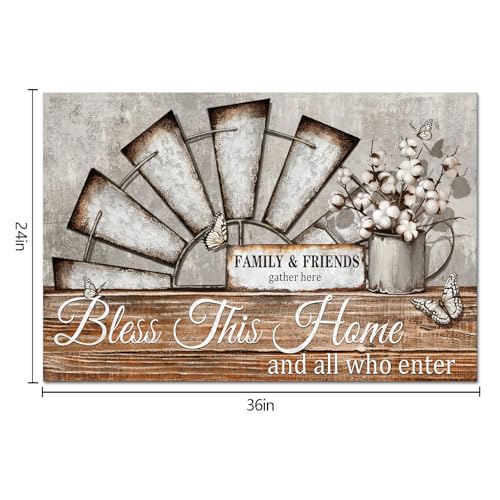 Visual Art Decor Farmhouse Windmill Wall Decor Bless This Home Sign Rustic Farm Style Room Decor Framed 16x24inch Kitchen Bedroom Living Room Decor (Brown) - Image 5
