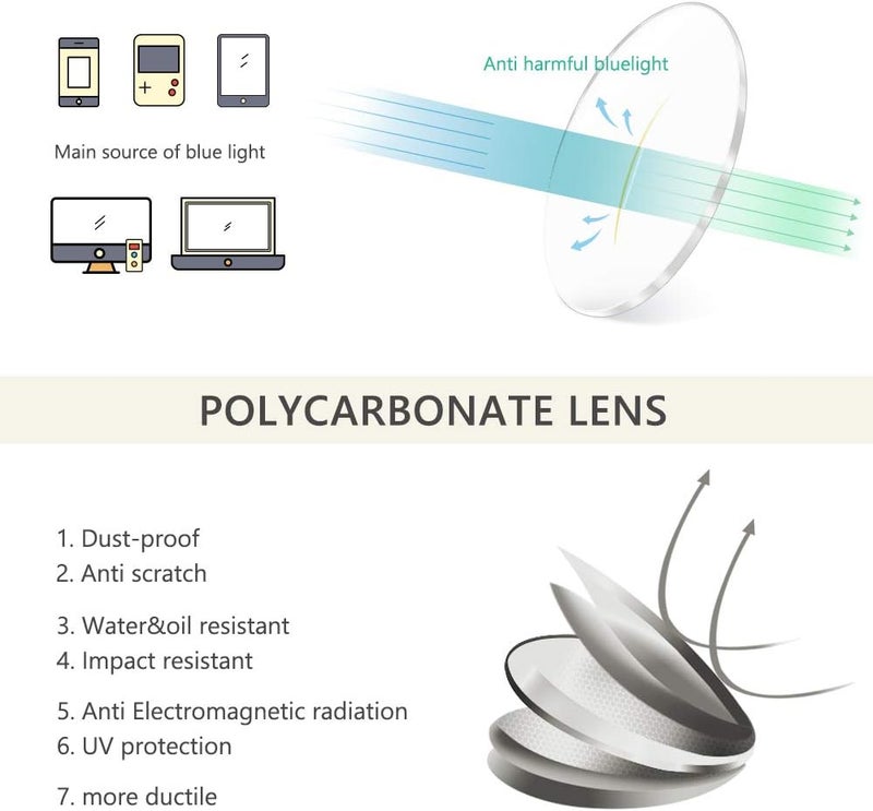 Cyxus Blue Light Glasses for Men Women Reduce Eye Strain UV Blocking for Computer Screen 8082 - Image 2