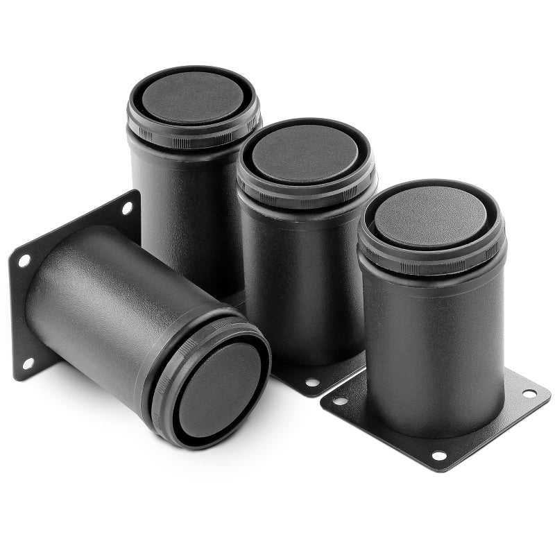 Masendelk 3 Inch Metal Furniture Legs Stainless Steel Adjustable Legs Black Metal Legs Round Cabinet Legs For Coffee Table Cabinet Desk Sofa Shelves  Pack Of 4 - Image 1