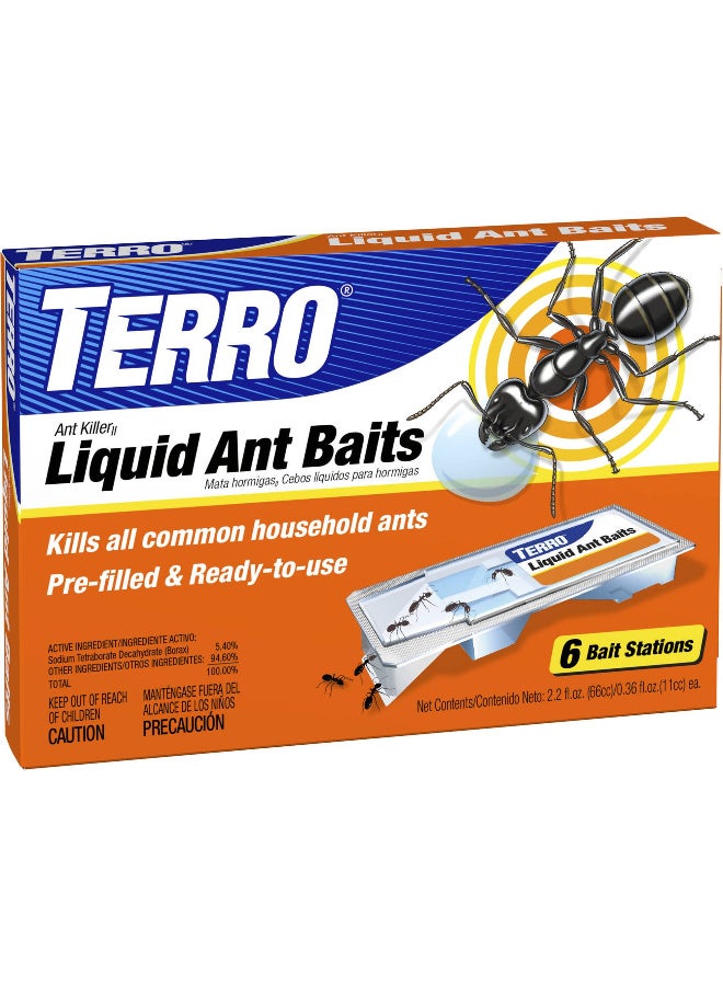 Terro Liquid Ant Baits Ant Killer – Ready-to-Use Borax Ant Traps for Home, Kills Household Ants, 6 Pack - Image 1