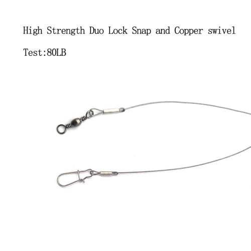 SENYUBBY Fishing Hooks with Leader,Deep Drop Rigs,5 Hooks Fishing rig, Stainless Steel Wire Fishing Leaders with Swivel, Snap, Beads, Leader,Hooks… - Image 3