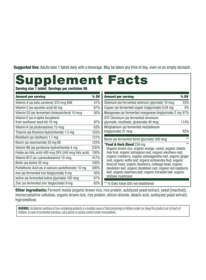 MegaFood Women's One Daily Multivitamin for Women - with Iron, B Complex, Vitamin C, Vitamin D, Biotin and More - Plus Real Food - Immune Support Supplement - Bone Health - Vegetarian - 90 Tabs - Image 2
