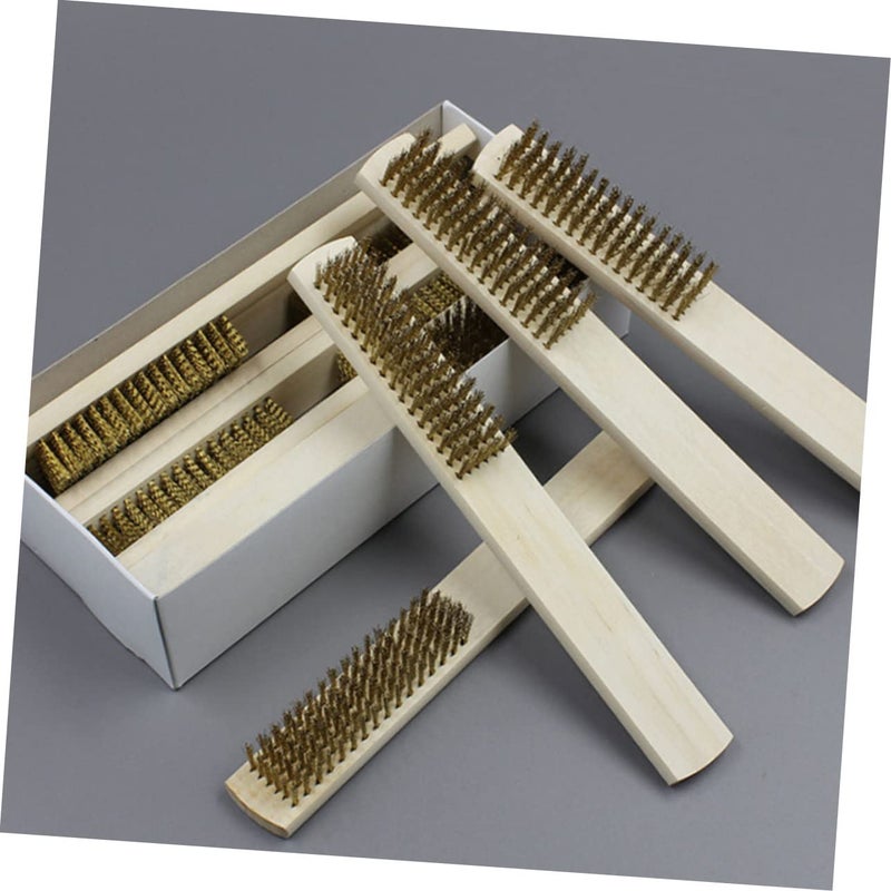 JECOMPRIS 3pcs Steel Brush Polishing Brush for Grill Cleaner Rust Removal Wood Handle - Image 5