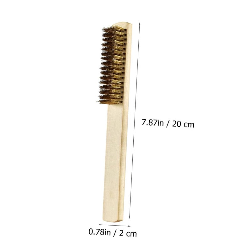 JECOMPRIS 3pcs Steel Brush Polishing Brush for Grill Cleaner Rust Removal Wood Handle - Image 2