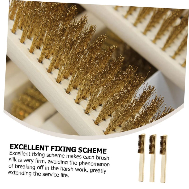 JECOMPRIS 3pcs Steel Brush Polishing Brush for Grill Cleaner Rust Removal Wood Handle - Image 3