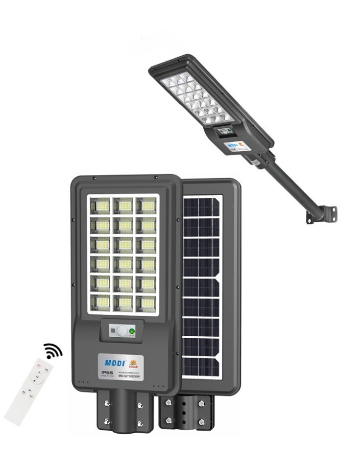 MODI 200W Solar Street Light, 6500K Cool White SMD LED, 15Ah Battery, 15W Solar Panel, Over 12 Hours Lighting, Remote Control & Auto Light Sensor - Image 2
