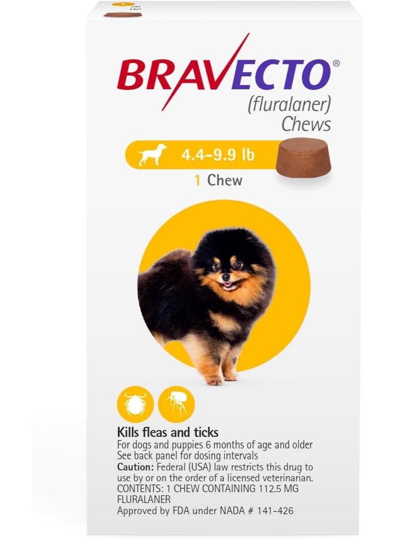 Flea & Tick Chewable Tablet,12 Week Supply, for very Small Dogs 2–4.5 kg,Yellow Box
