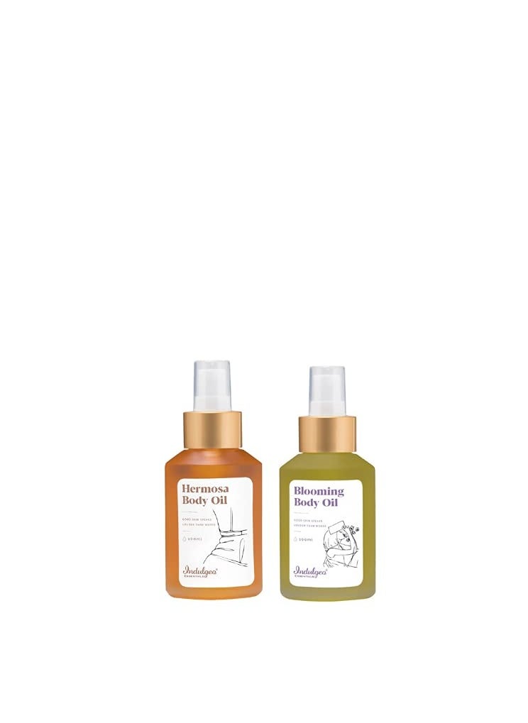 Indulgeo ESSENTIALS INDULGEO ESSENTIALS Duo Combo Hermosa Body Oil 100Ml and Blooming Body Oil 100Ml Pack of 2  - Image 1
