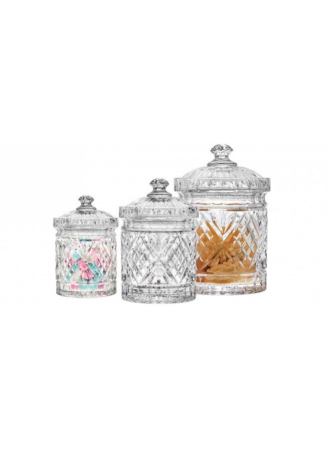 Godinger مجموعة علب غودينجر، علب تخزين الطعام الكريستالية - مجموعة دبلن، مجموعة من 3 - Image 1