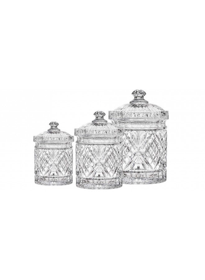 Godinger مجموعة علب غودينجر، علب تخزين الطعام الكريستالية - مجموعة دبلن، مجموعة من 3 - Image 2