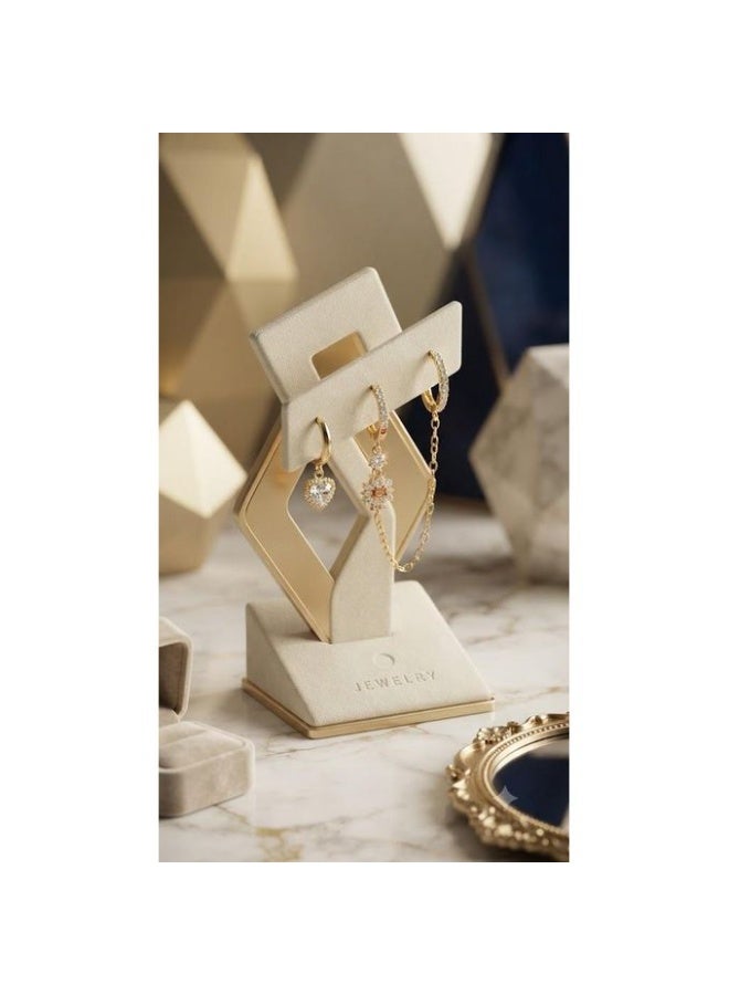 3-Piece Connected Hoop Earring Set, Gold-Tone Stainless Steel with Heart Charm & Zirconia Accents, Waterproof
