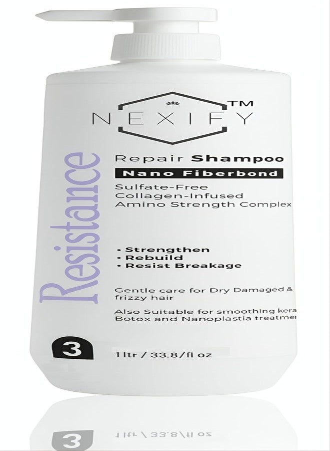 Nexify india شامبو نيكسيفي ريزيستانس ريبير، 1 لتر، خالٍ من الكبريتات، غني بالكولاجين، بتقنية نانو فايبربوند، للشعر الجاف والتالف - Image 1