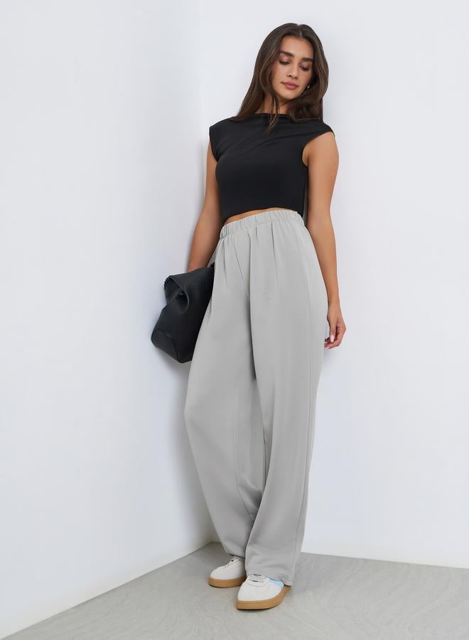 Styli Women Grey Wide Leg Joggers - Image 1