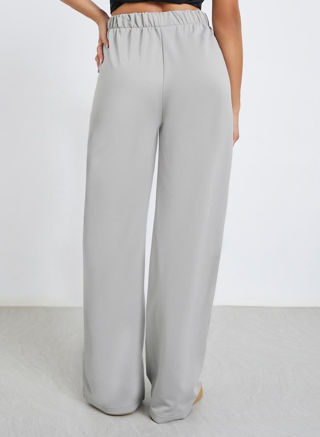 Styli Women Grey Wide Leg Joggers - Image 4
