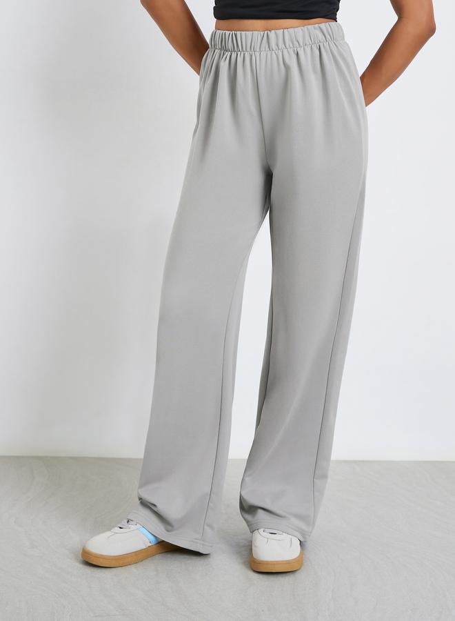 Styli Women Grey Wide Leg Joggers - Image 2