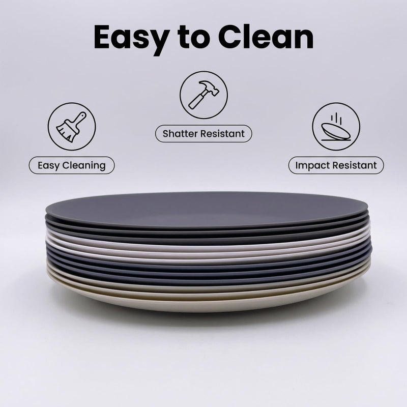 AOYITE Plastic Dinner Plates Reusable, Unbreakable Salad Plates set of 12, BPA Free Microwave & Dishwasher Safe Party Plate for Any Occasion, BBQ, Travel, Events - Image 2