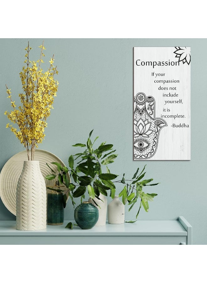 Blulu - Buddha Quotes 2 Pieces Inspirational Quote Wall Decor Zen Meditation Wooden Hanging, Meditation Buddha Wall Arts for Home Living Room Yoga Decors (Compassion) - Image 1
