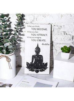 Buddha Quotes 2 Pieces Inspirational Quote Wall Decor Zen Meditation Wooden Hanging, Meditation Buddha Wall Arts for Home Living Room Yoga Decors (Compassion)