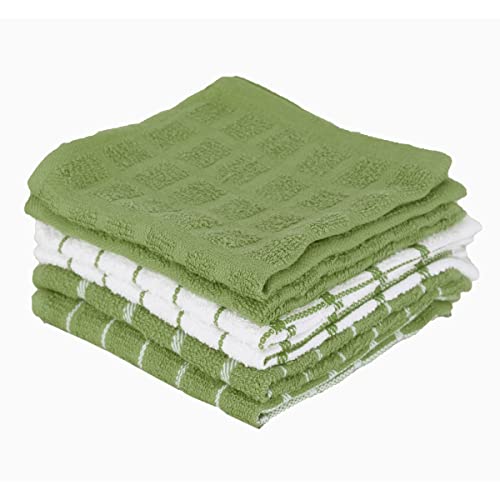 Ritz Terry Check Dish Cloth Set Highly Absorbent  Super Soft  100 Cotton Durable Kitchen Cleaning Cloths for Wiping Tables and Counters 6Pack Cactus