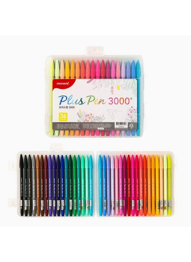 مونامي أقلام Plus Pen 3000 ذات طرف لباد، برأس رفيع (0.4 مم)، للتلوين/الرسم/تدوين اليوميات، ألوان متنوعة، عبوة من 36 قلمًا  - Image 2