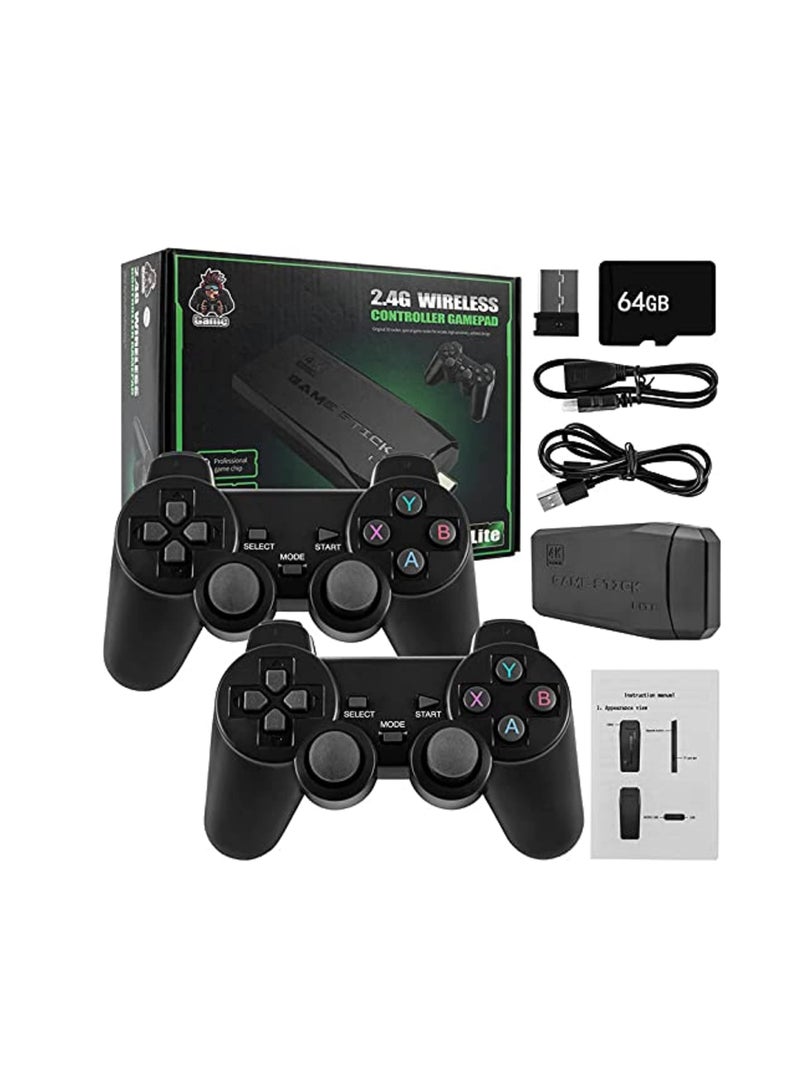 Wireless Retro Game Console, Plug and Play Video Game Stick Built in 10000+ Games,9 Classic Emulators, 4K High Definition HDMI Output for TV with Dual 2.4G Wireless Controllers(64G) - Image 1
