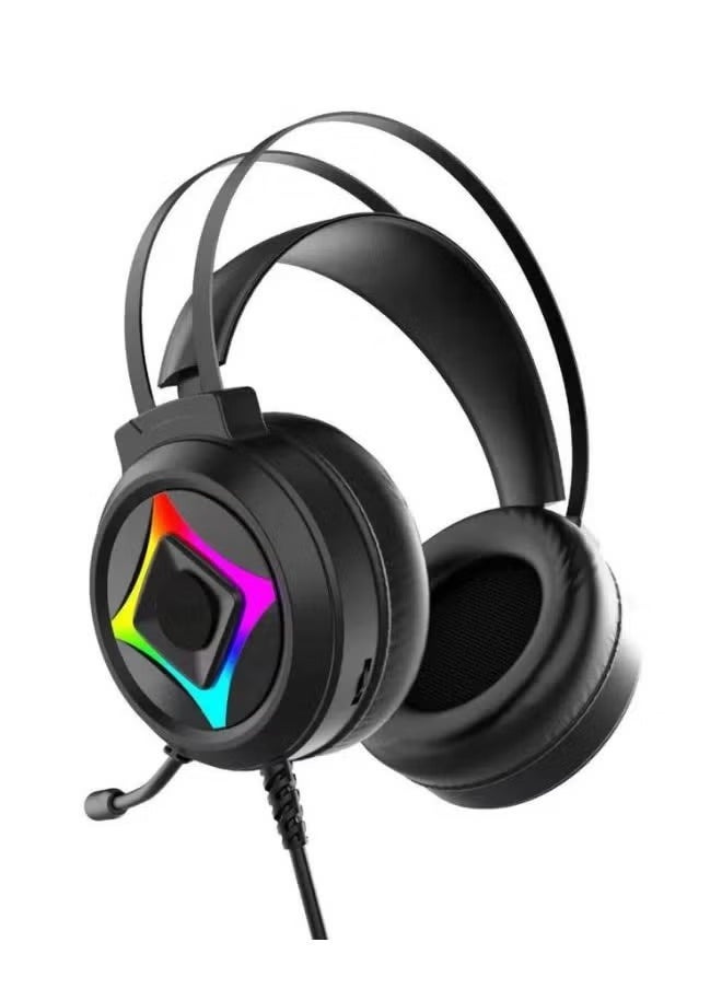 ELTRAZONE Gaming Headset with LED Backlight, 50mm Drivers, PU Leather Ear Pads, Dual 3.5mm Audio Jacks, USB Connection, and Built-in Microphone for Immersive Sound Experience - Image 4