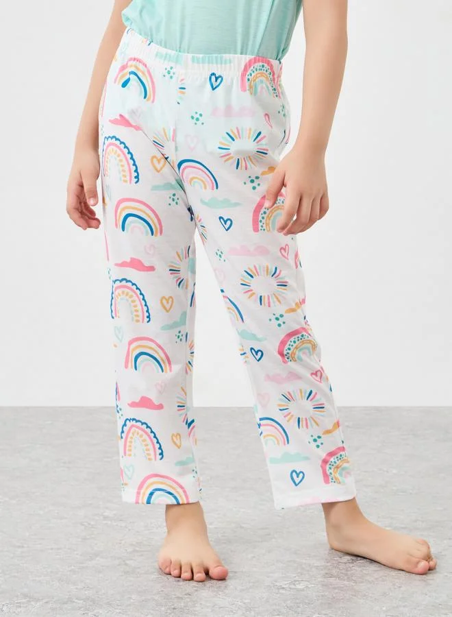 Styli Styli Graphic Print T-Shirt and Pyjama Set