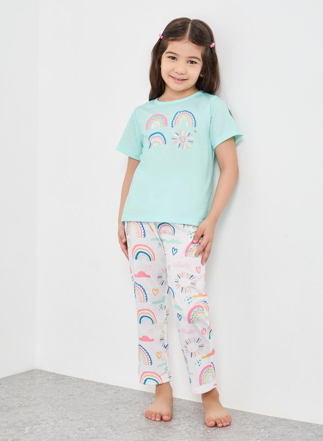 Styli Graphic Print T-Shirt and Pyjama Set - Image 1
