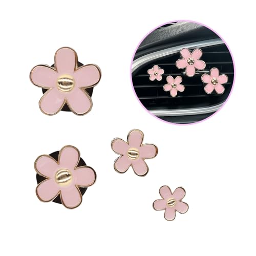 ORIESSE Flowers Car Accessories4pcs Pink Daisy Air Vent Clips Car Air Freshener4 Sizes Light Pink Flower Vent Clips Car Decor for WomenRefillable Diffuser - Image 1