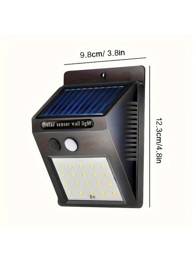ضوء جدار شمسي أبيض 20 LED 3 أوضاع استشعار بشري للحدائق والمرائب الخارجية - Image 4