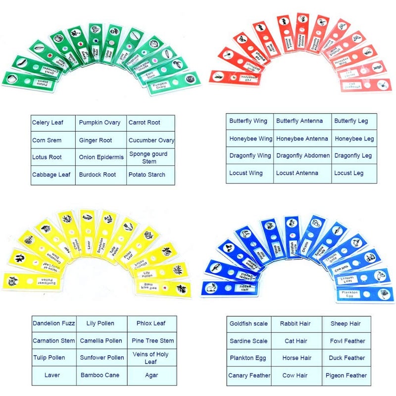 Bysameyee Prepared Microscope Slides for Kids, 48pcs Plastic Animals Insects Plants Flowers Sample Specimens for Students Children Homeschooling Biology Science Programs - Image 5