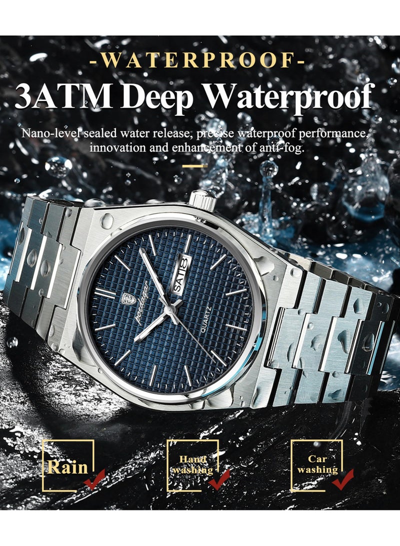 پوداجار ساعة الرجل ، مقاومة للماء مضيئة الرجال ساعة الكوارتز ، الرجال ساعات المعصم 40mm - Image 3