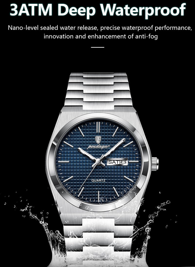پوداجار ساعة الرجل ، مقاومة للماء مضيئة الرجال ساعة الكوارتز ، الرجال ساعات المعصم 40mm - Image 5