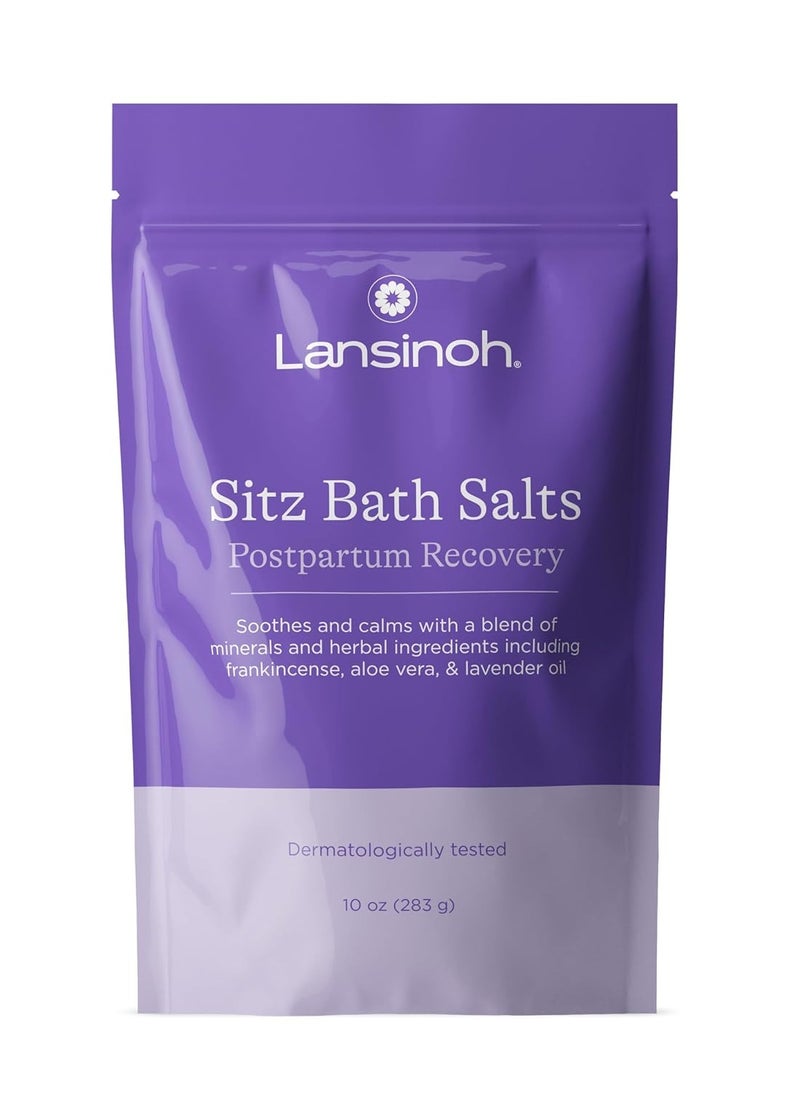 Lansinoh Lansinoh Sitz Bath Salts, Postpartum Essentials, and Hemorrhoid Treatment, Epsom Salt Bath Soak With Lavender Oil, Frankincense and Aloe Vera, 10 Ounce  - Image 1